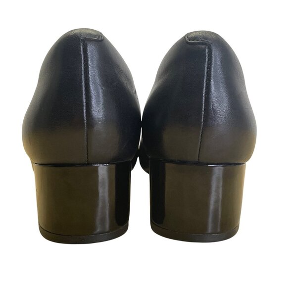 Clarks Women’s Black Combi Leather & Patent Chartli Diva Block Heel Pumps Sz 9M - Picture 7 of 10